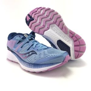 Saucony Womens Ride ISO Navy Purple Running Shoes